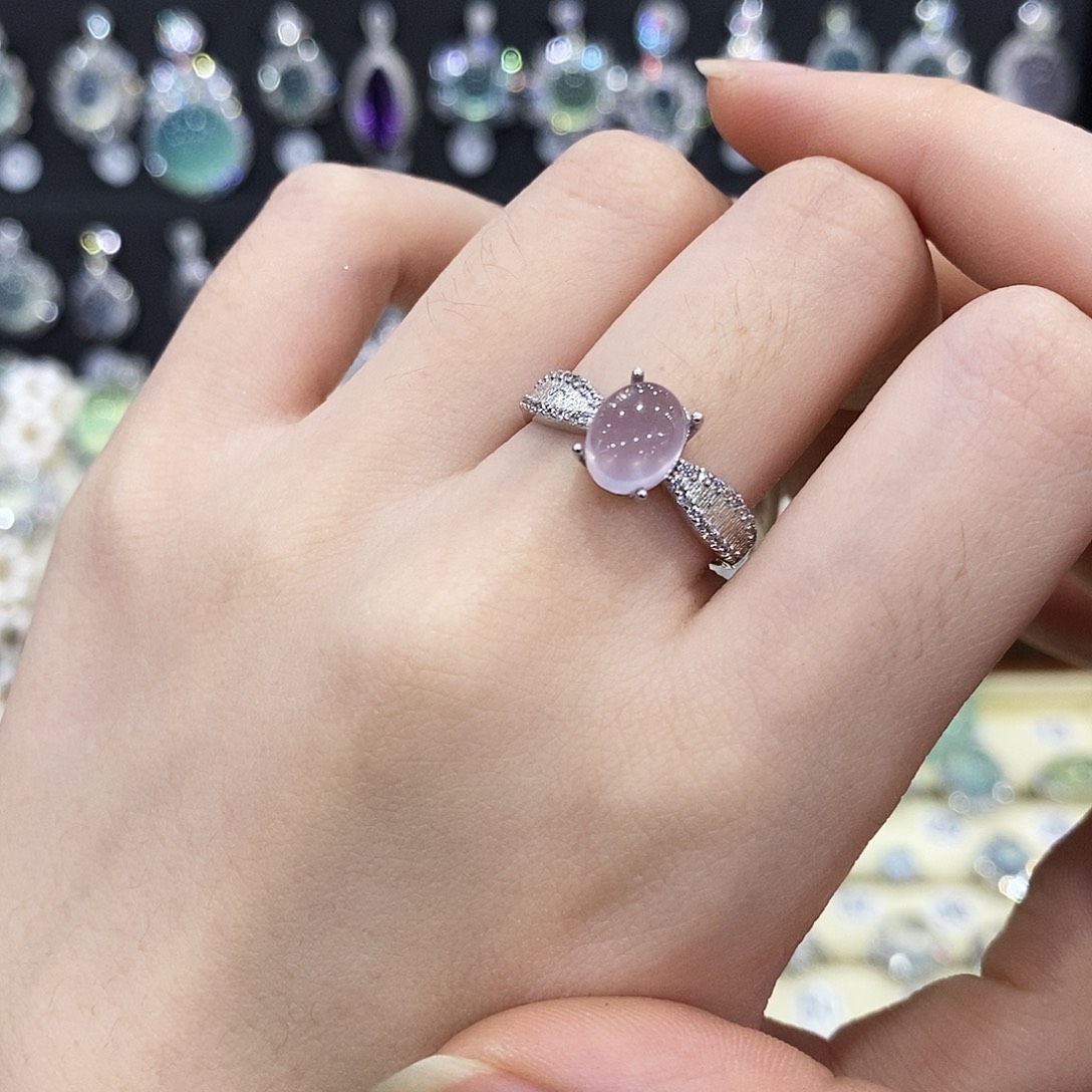 戒指萤石银S925镶嵌