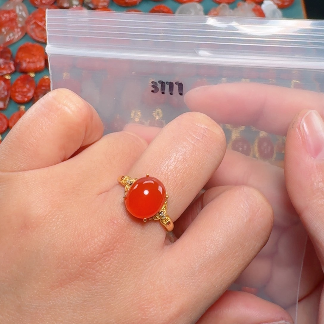 南红玛瑙南红保山冰红银S925镶嵌