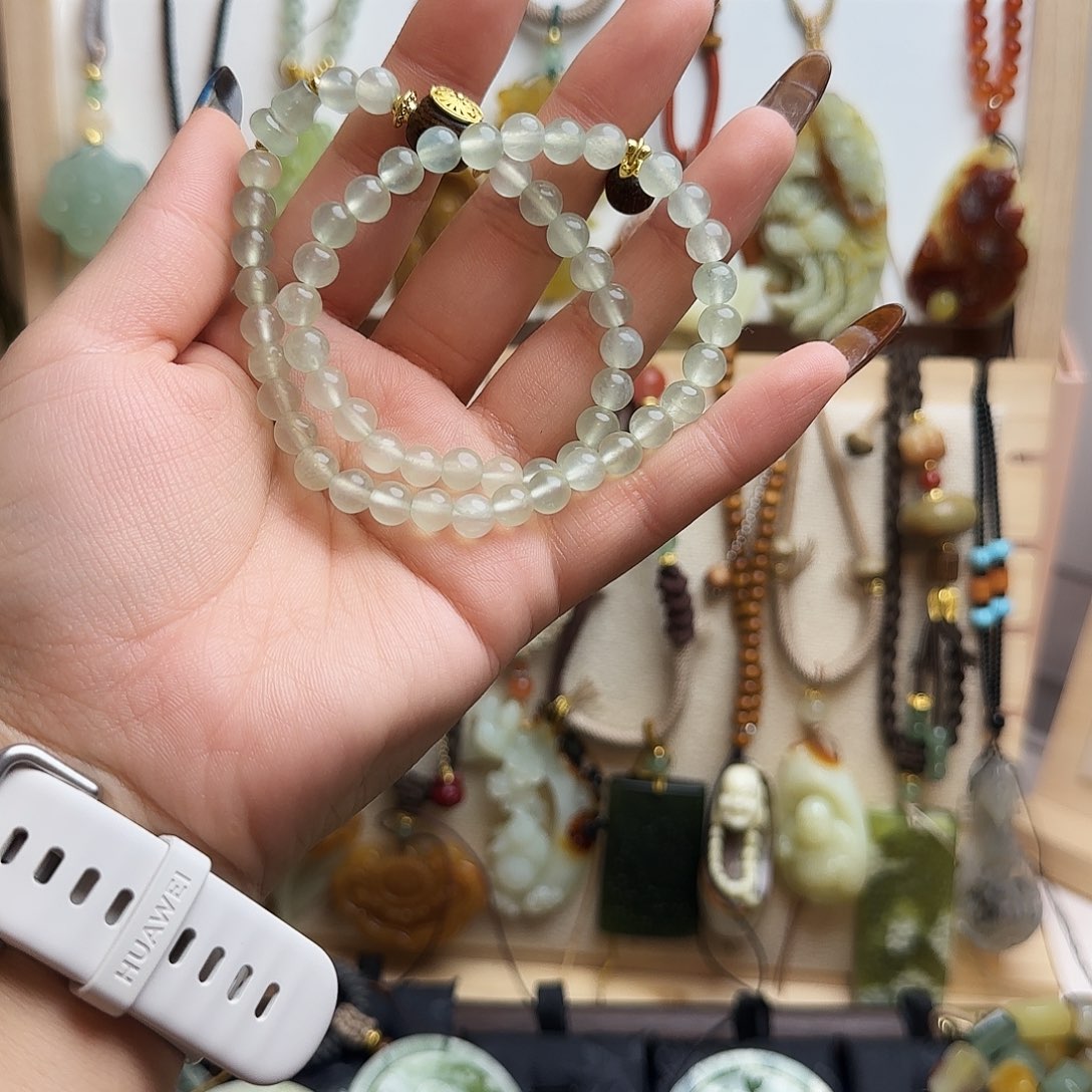 逆***北蛇纹石玉合金颈饰