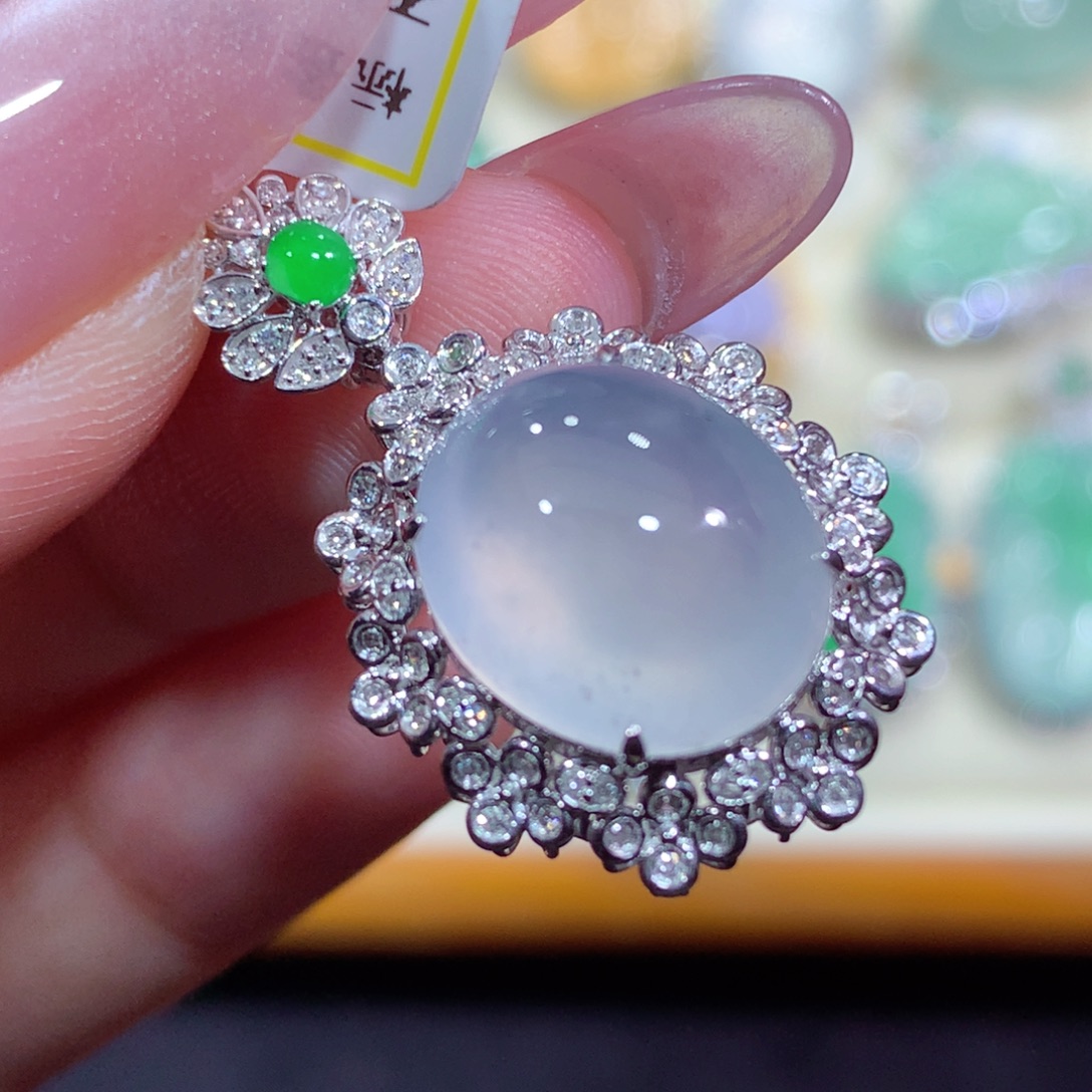 翡翠18K金镶嵌吊坠(不含链)