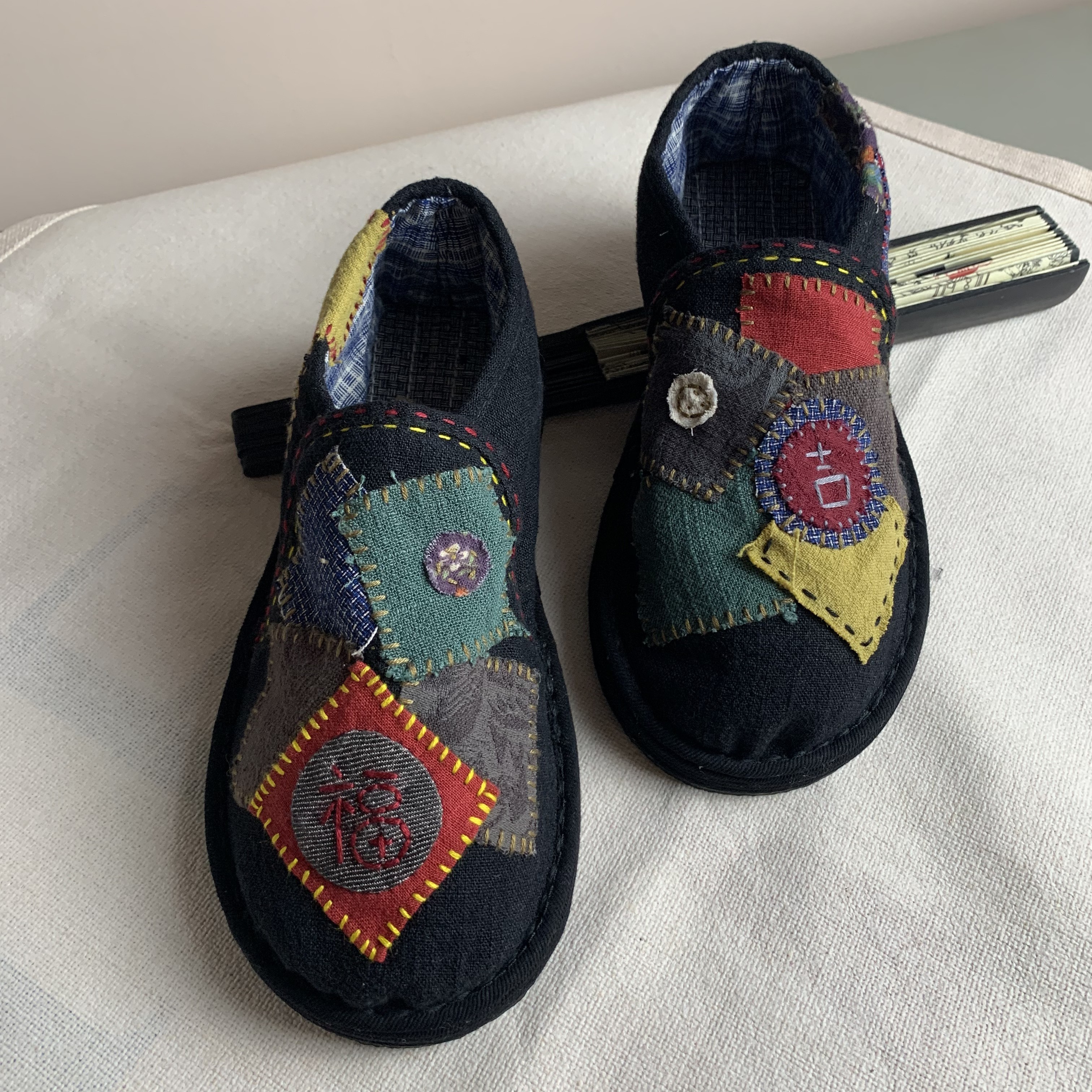 手工千层底布鞋女软底透气一脚蹬百家布中国风布鞋老北京复古休闲