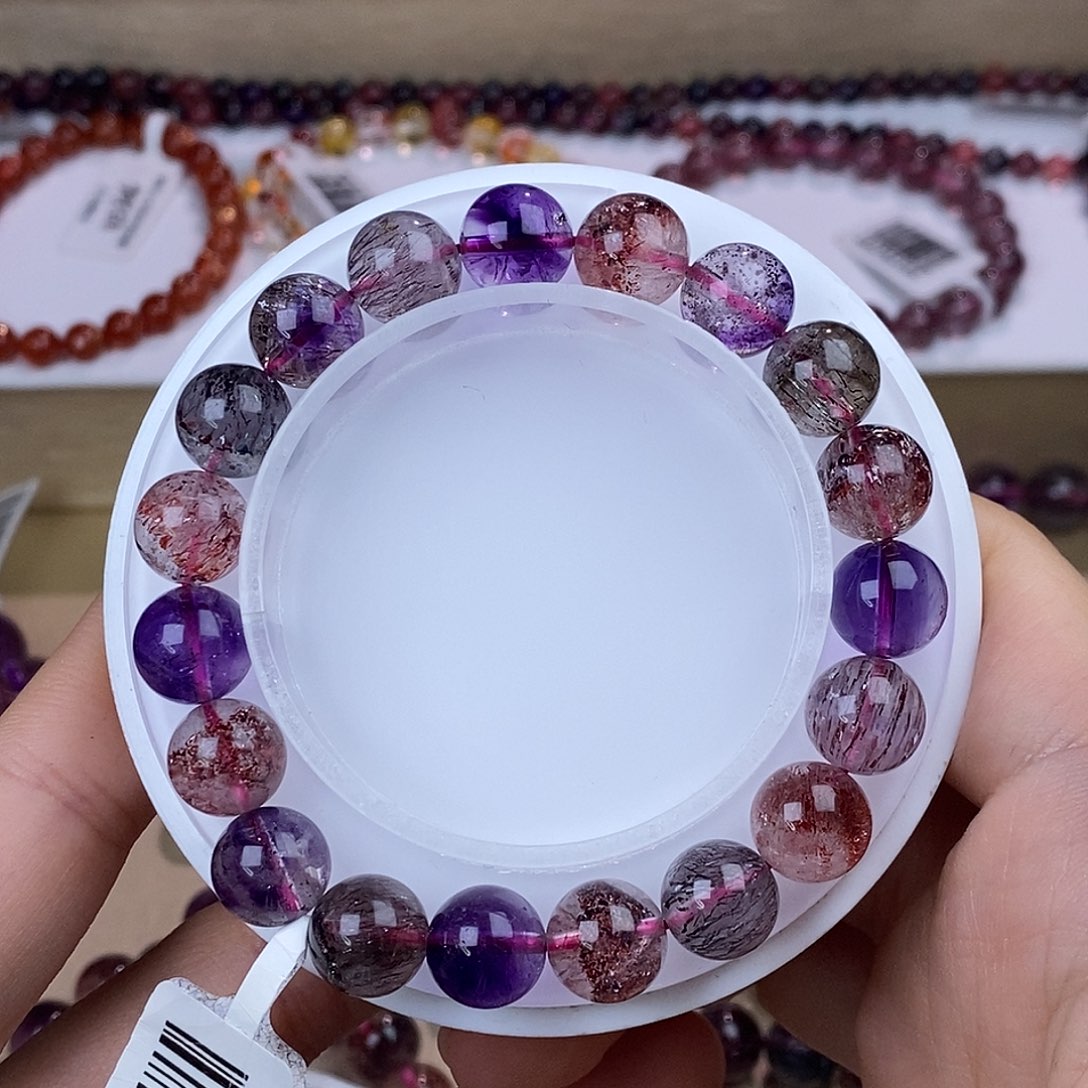 水晶手链未镶嵌黑加仑超七10mm