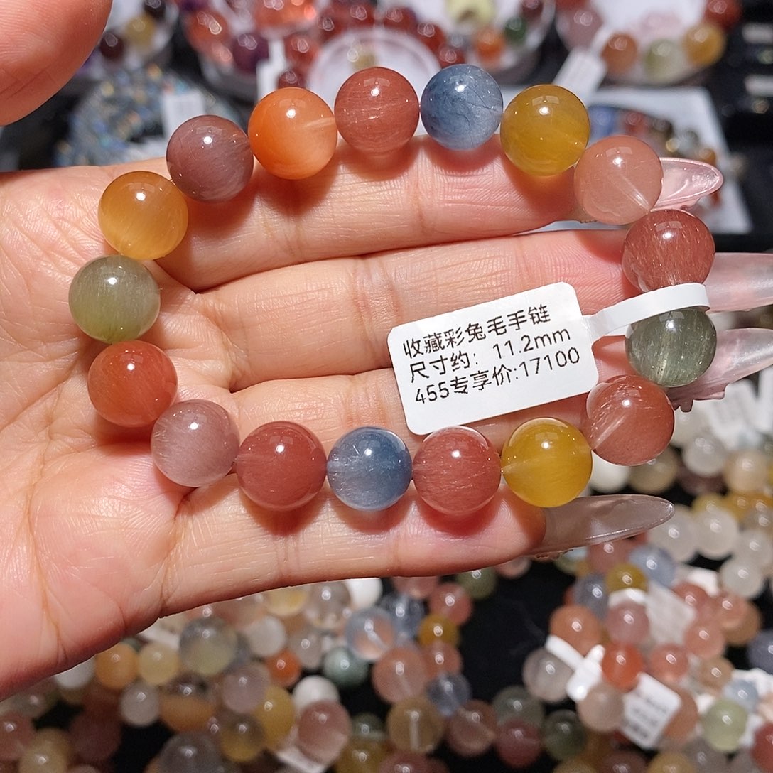 水晶手链未镶嵌彩兔毛