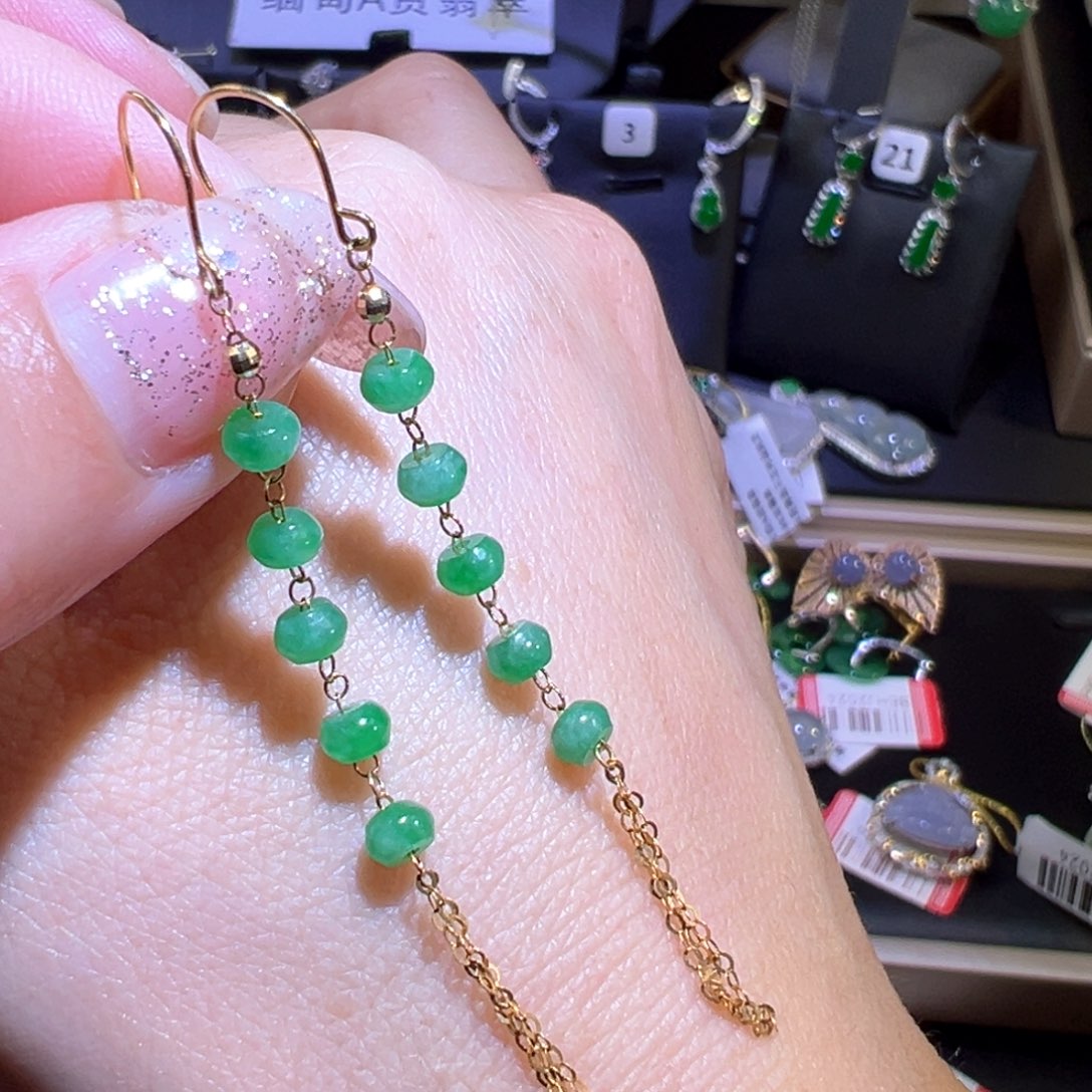 翡翠颈饰18K金镶嵌耳环