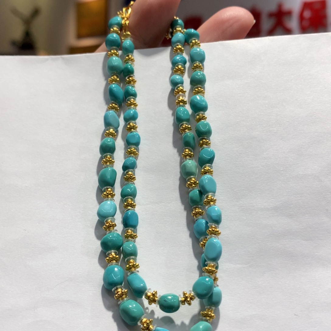 绿松石锁骨链银S925镶嵌