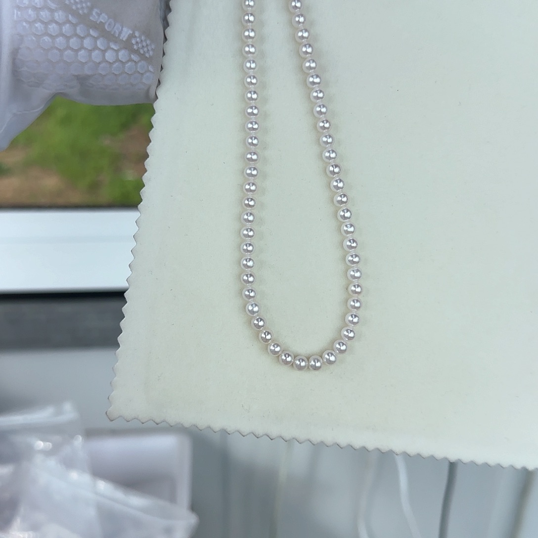 淡水珍珠银S925镶嵌颈饰5-6无核极光镜面正圆无暇炫彩冷白