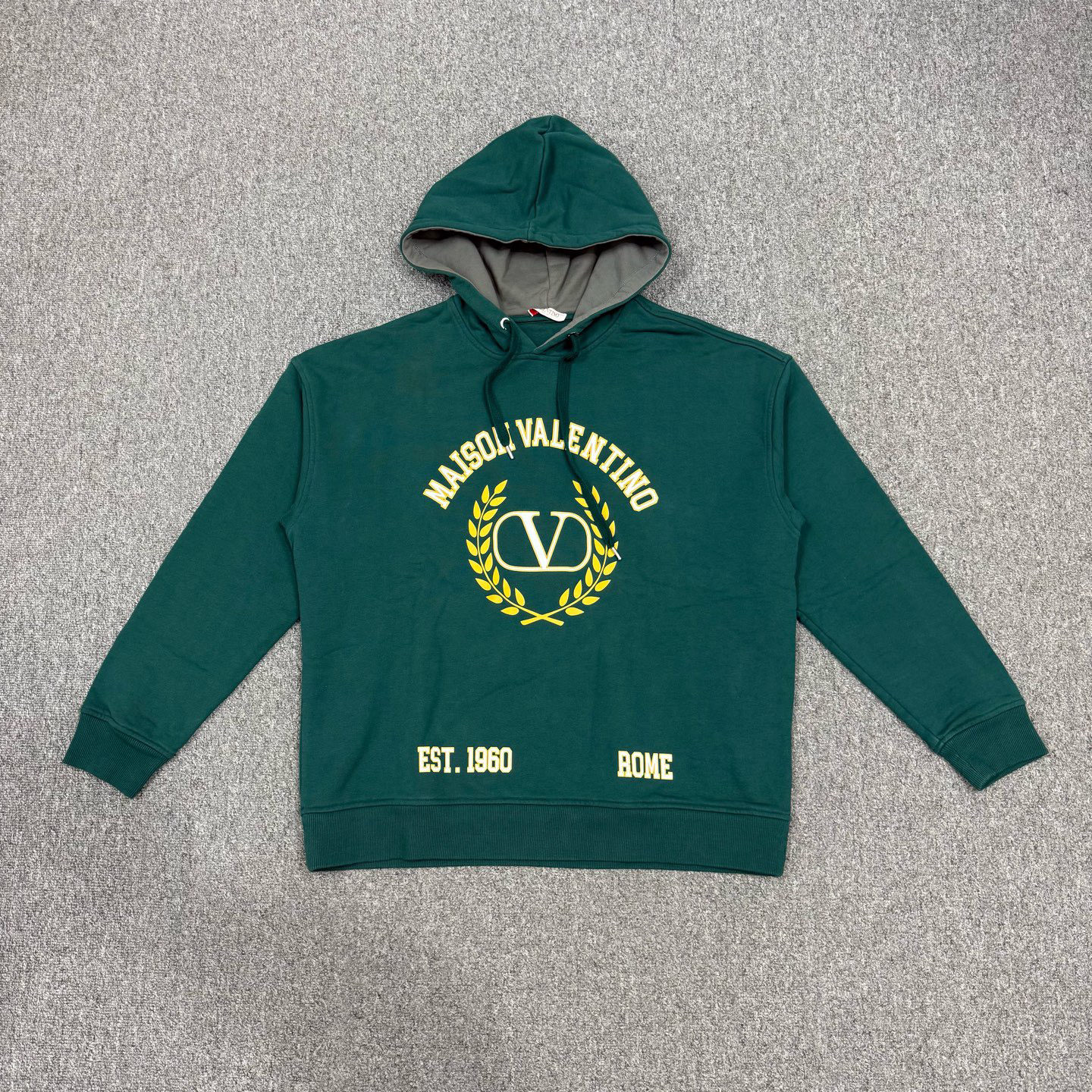 99新 Valentino/华伦天奴 17685690 新款孔雀绿连帽卫衣 L码99新