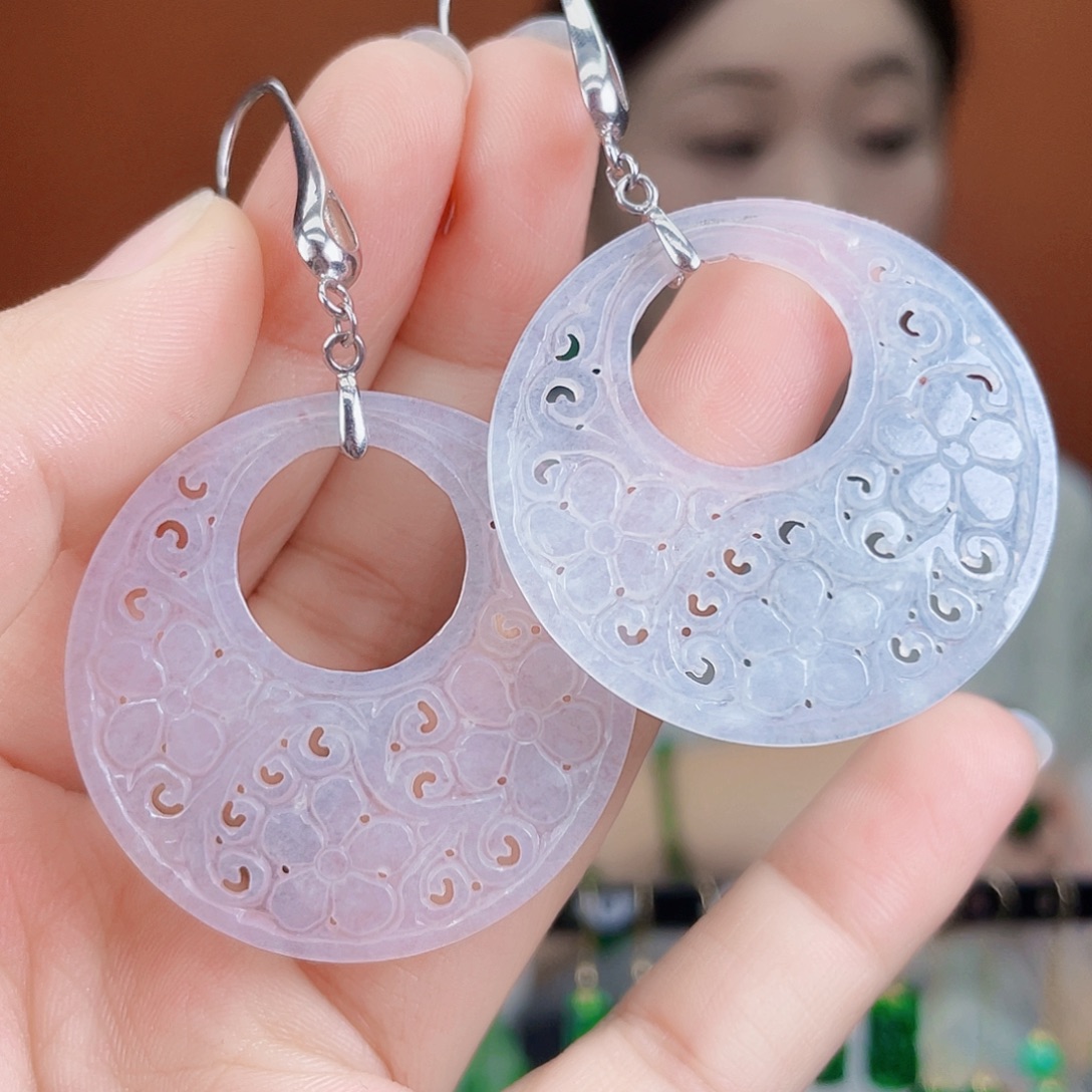 翡翠银S925镶嵌耳饰