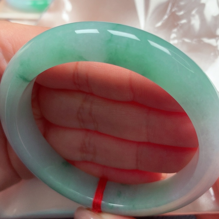 翡翠手镯未镶嵌冰胶绿花43