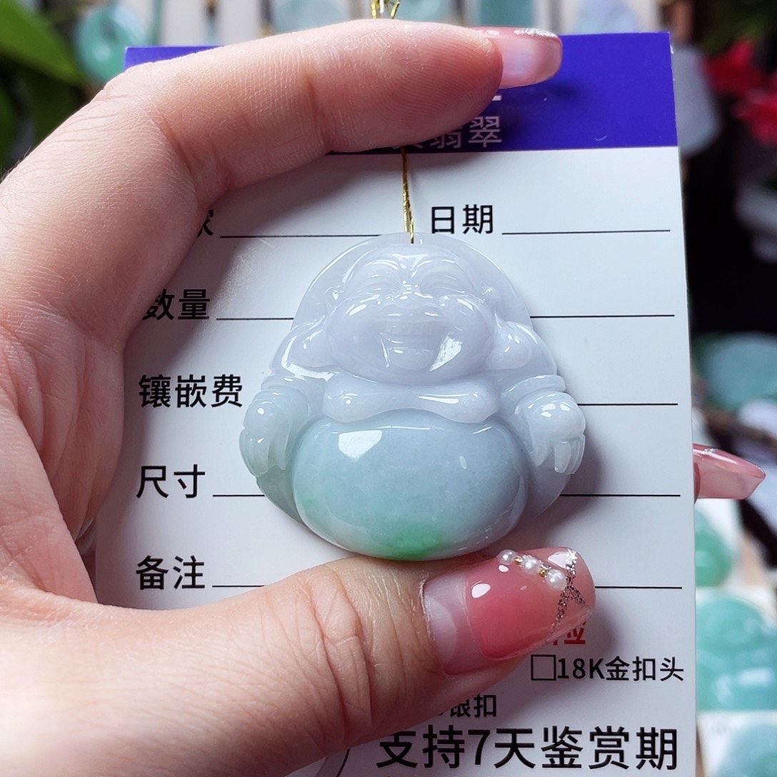 翡翠未镶嵌颈饰佛公06