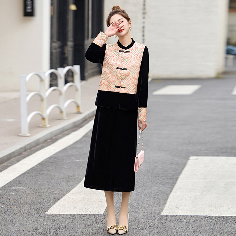 新中式国风盘扣马甲套装裙女2025春秋新款高级感洋气连衣裙两件套