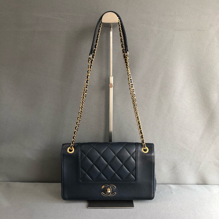 95新 Chanel/香奈儿 拾锦奢品 CHANEL香奈儿藏蓝色cf单肩包