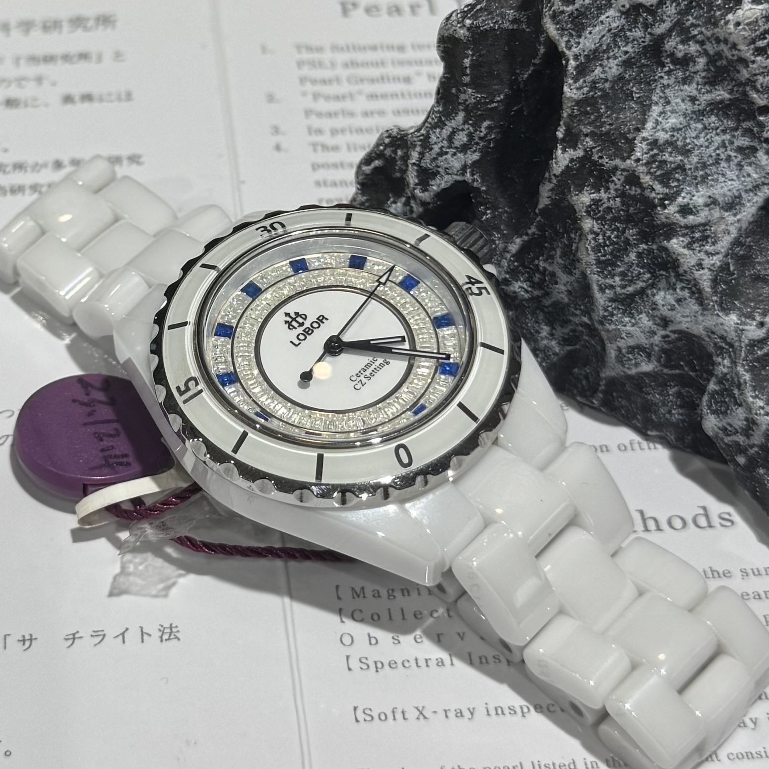 复古轻奢石英白陶瓷潜水手表 表盘约38.5mm C0196