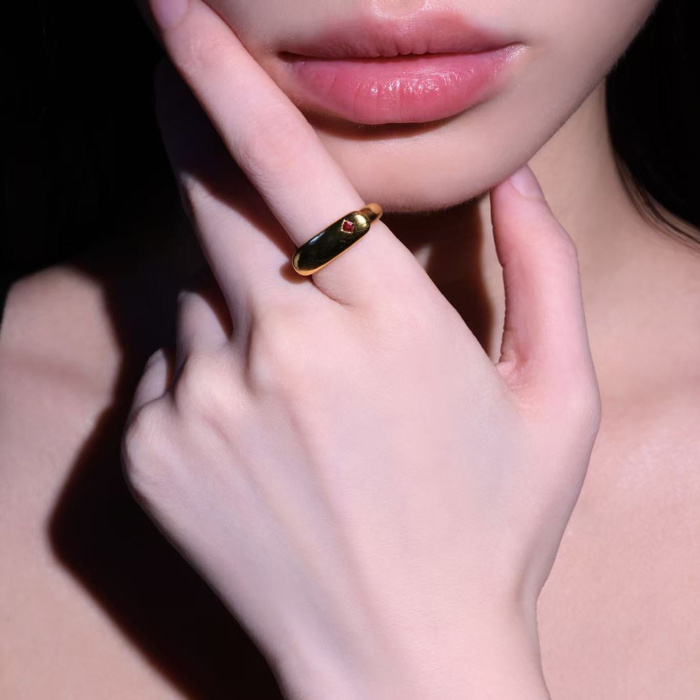 【细工】丝鞍纪 简约流畅 极简美感黄金足金999 黄金戒指