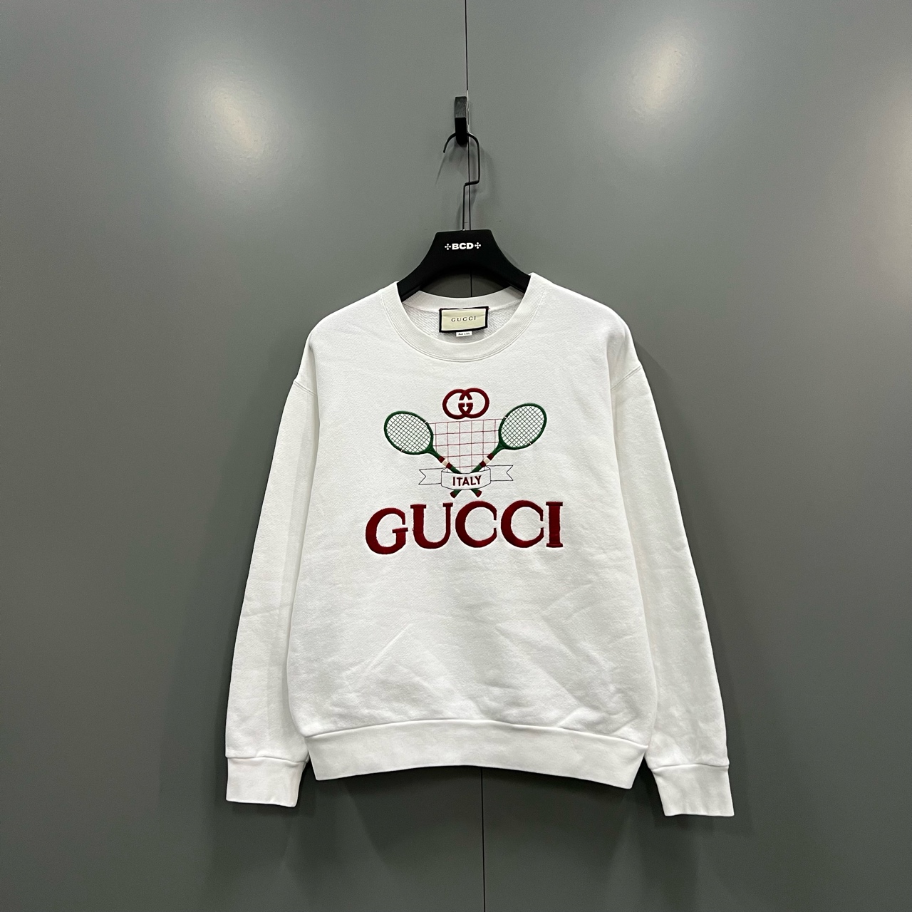 99新 GUCCI/古驰 （ll） 网球拍刺绣卫衣 S码 014665