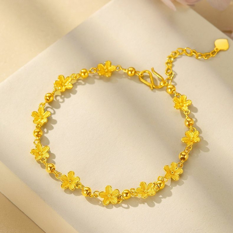 铜合金手链 桃花手串时尚百搭星辰花海甜美气质镀真金手链送女友