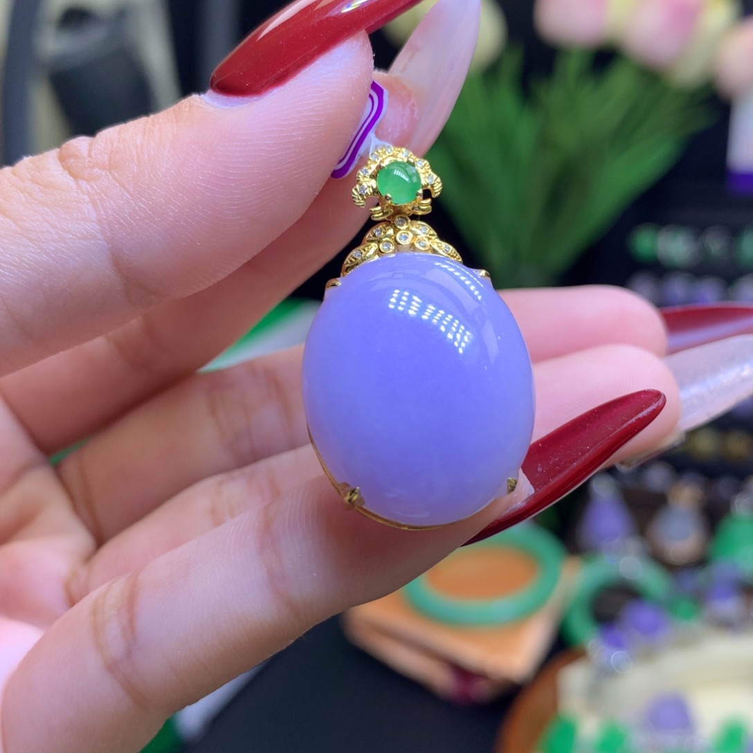 翡翠颈饰18K金镶嵌天然