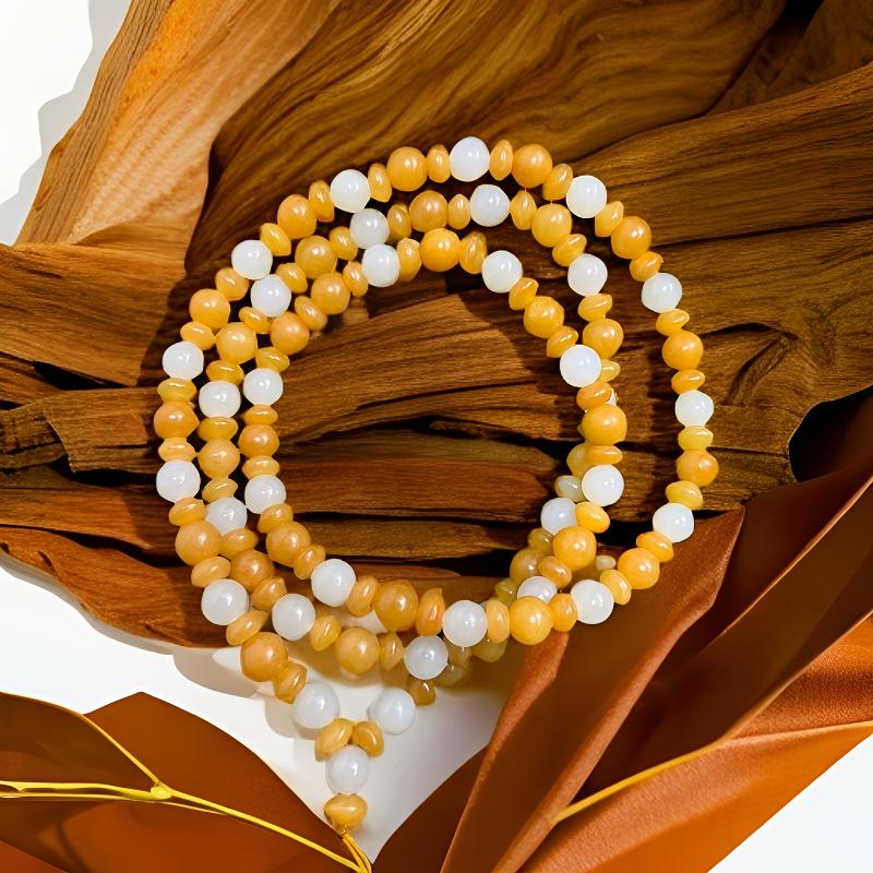 新疆和田玉黄沁白肉项链