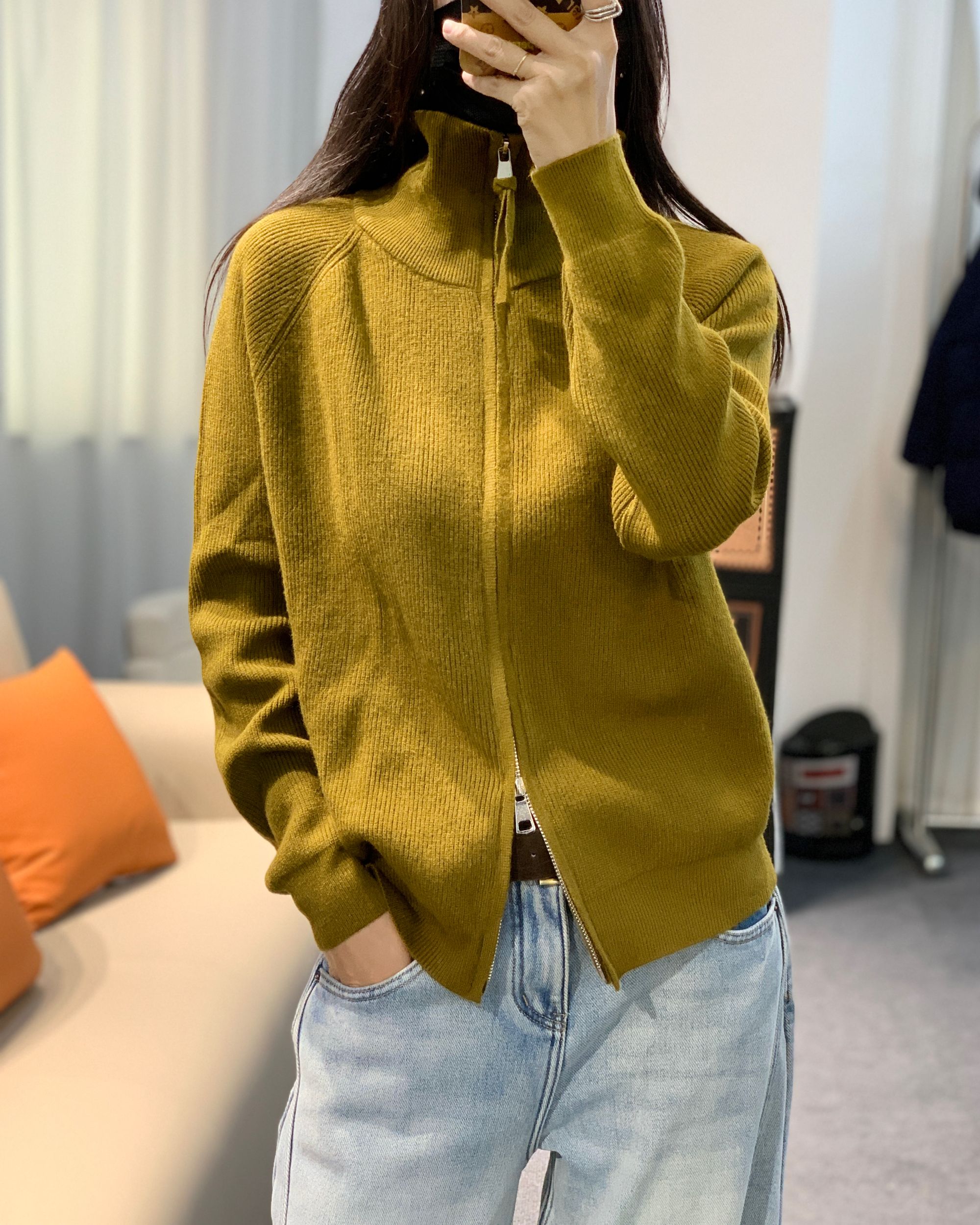 新款休闲立领毛针织衫短款针织欧美风长袖纯色时尚上衣女打底外穿