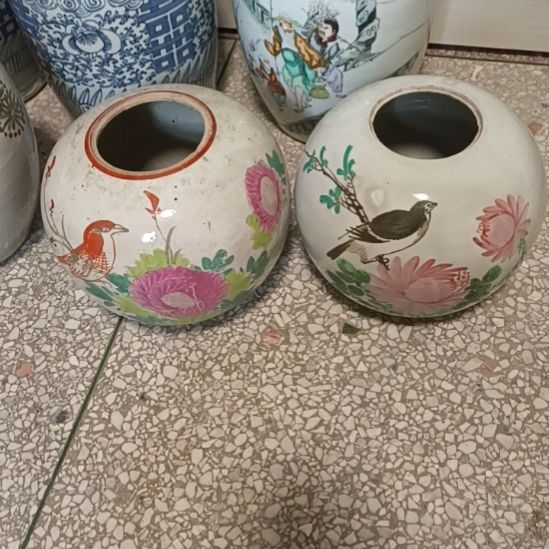摆件陶青花陶瓷摆件粉彩花鸟罐罐摆件粉彩陶瓷摆件粉彩花鸟