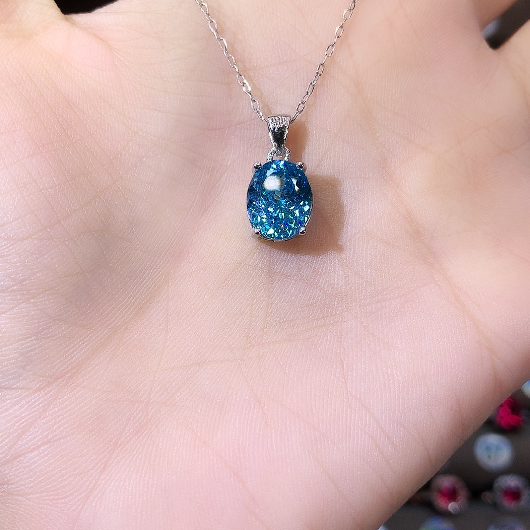 颈饰银S925镶嵌碧玺白鸟巢切810