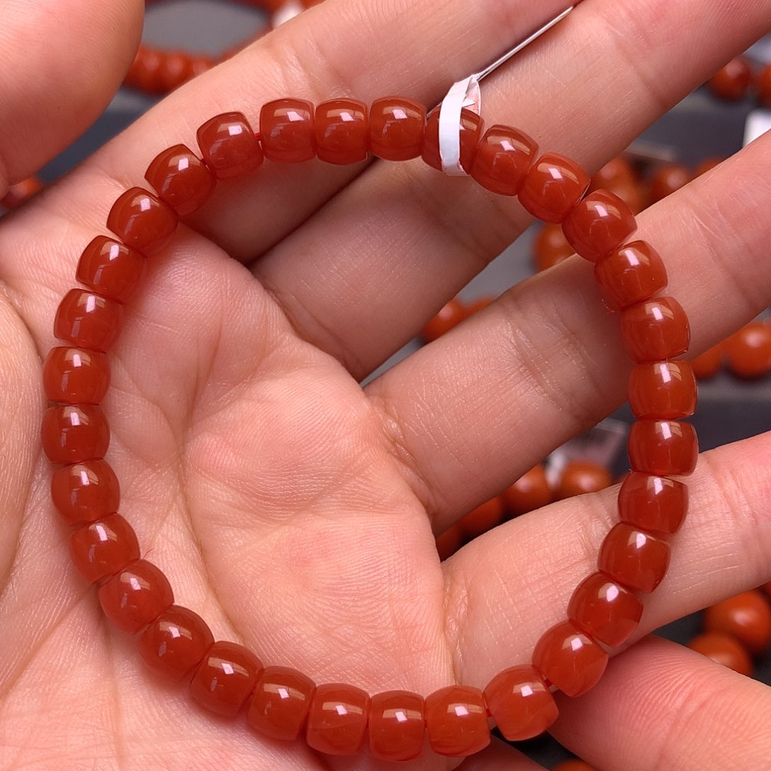 南红玛瑙未镶嵌冰红锦红卡6直切