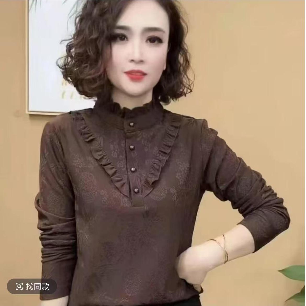 2024新款时尚洋气百搭套头长袖打底衫显瘦减龄女士上衣