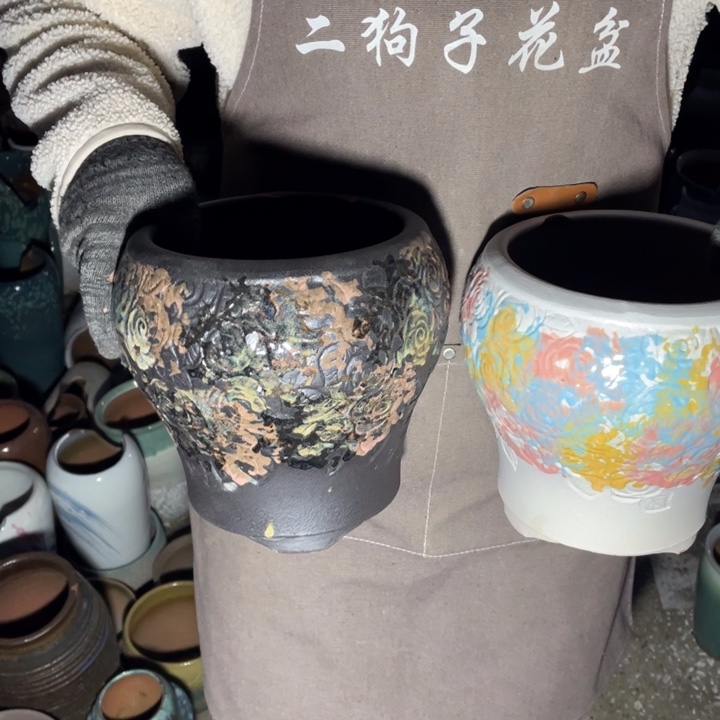 花盆紫砂口16高20瑕疵瑕疵