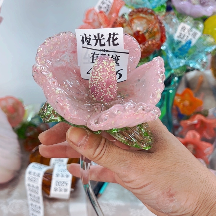 琉璃4736夜光叶片瑕，家悦花瓶摆件