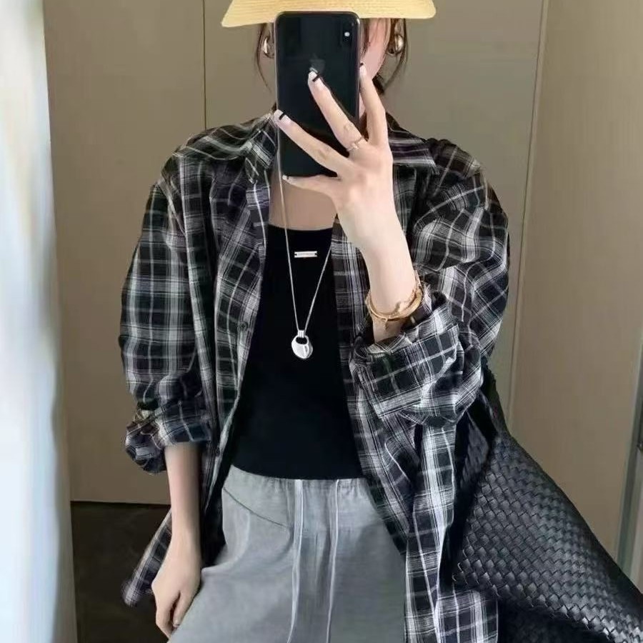 女士2025格子休闲衬衣