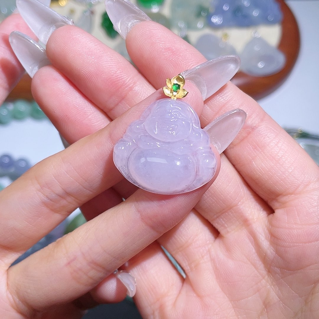 翡翠颈饰18K金镶嵌努****】佛公