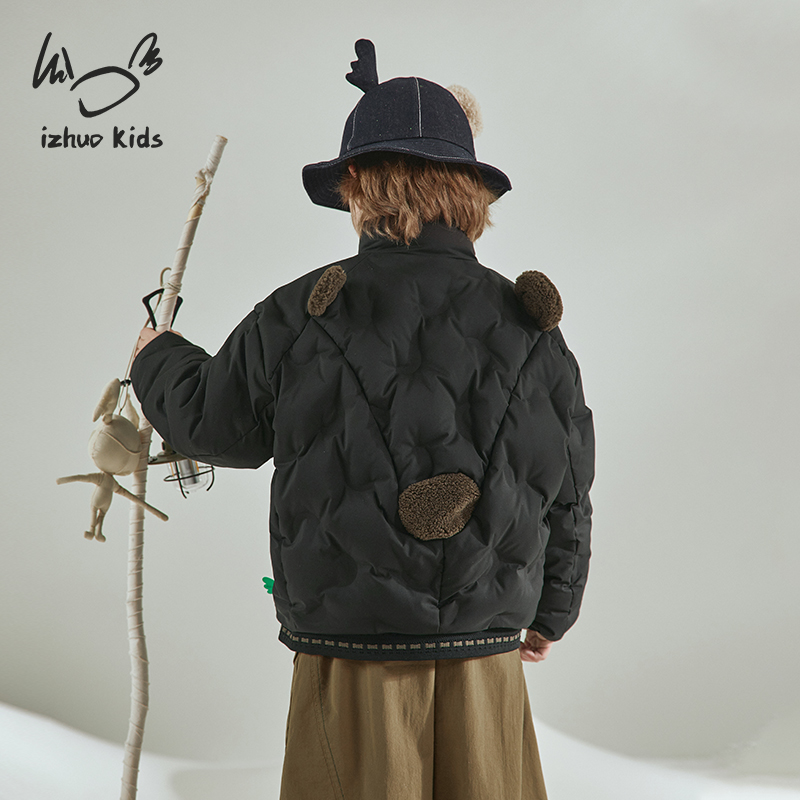 小日着三眼兔羽绒服2025冬季新款男女童暖蓬松白鸭绒外套TD8159Y2