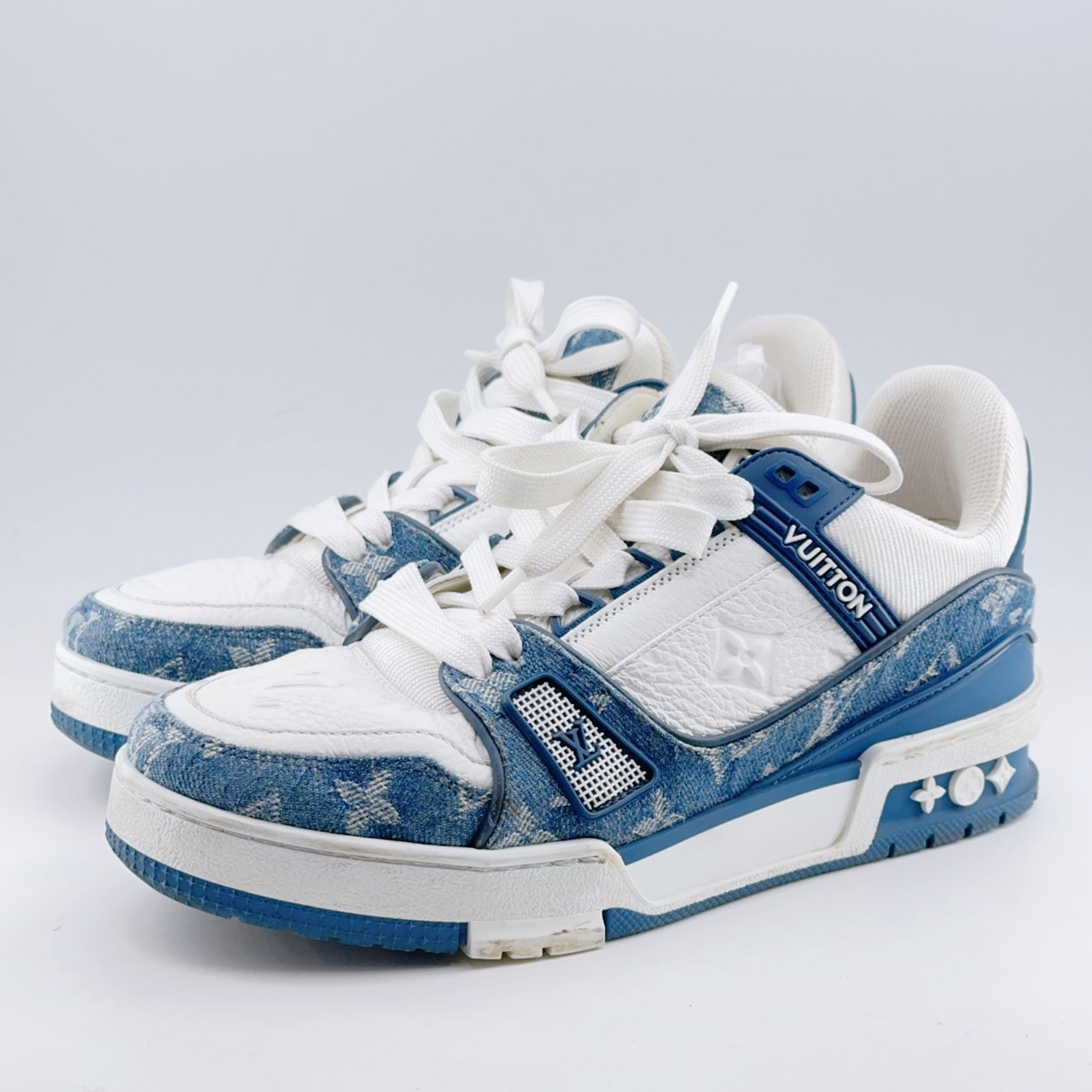 95新 LouisVuitton/路易威登 36.5码/白蓝牛仔板鞋