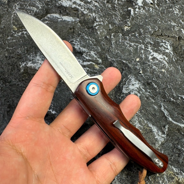 酸枝木M390粉末钢多功能户外手把肉刀