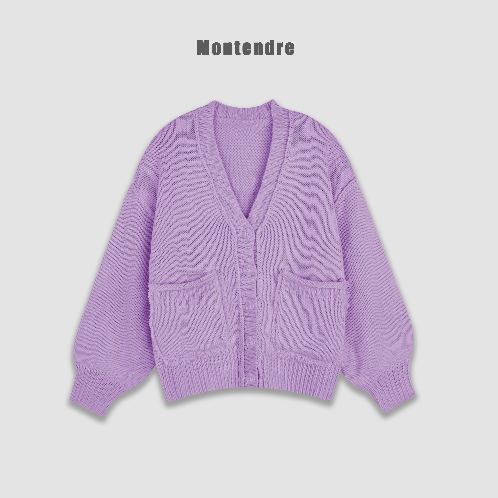 【DD外贸】秋季新款 W 时尚休闲百搭宽松带口袋毛衣开衫