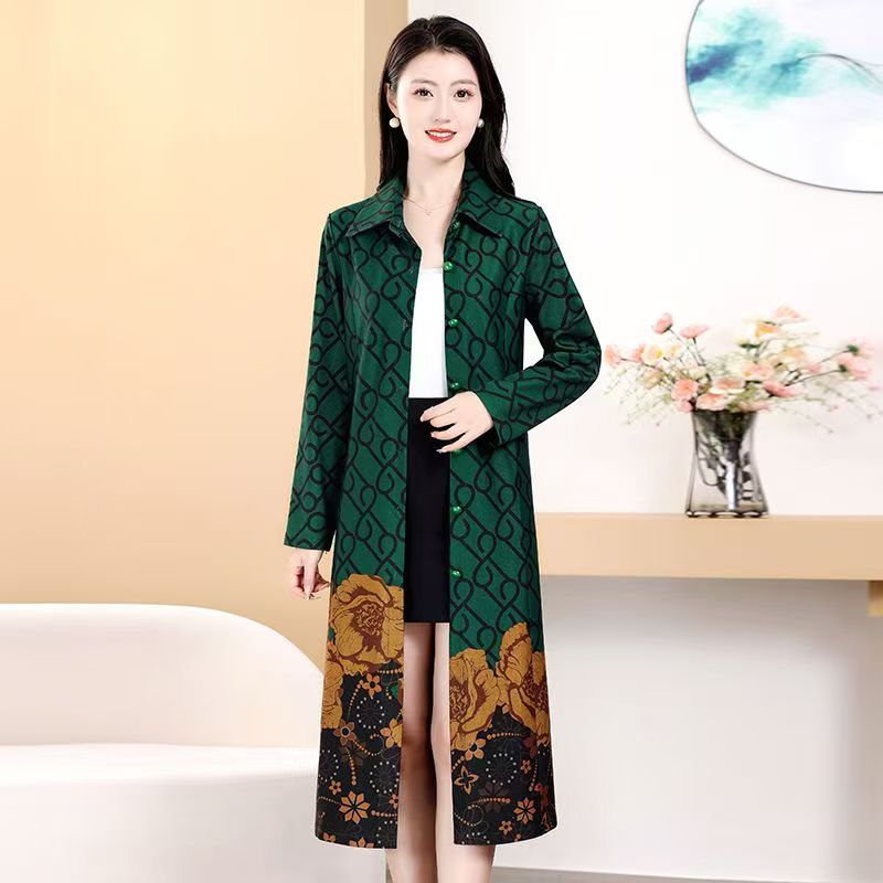 11637-妈妈秋装新款春秋风衣太太中老年女装气质中长款外套【六楼】