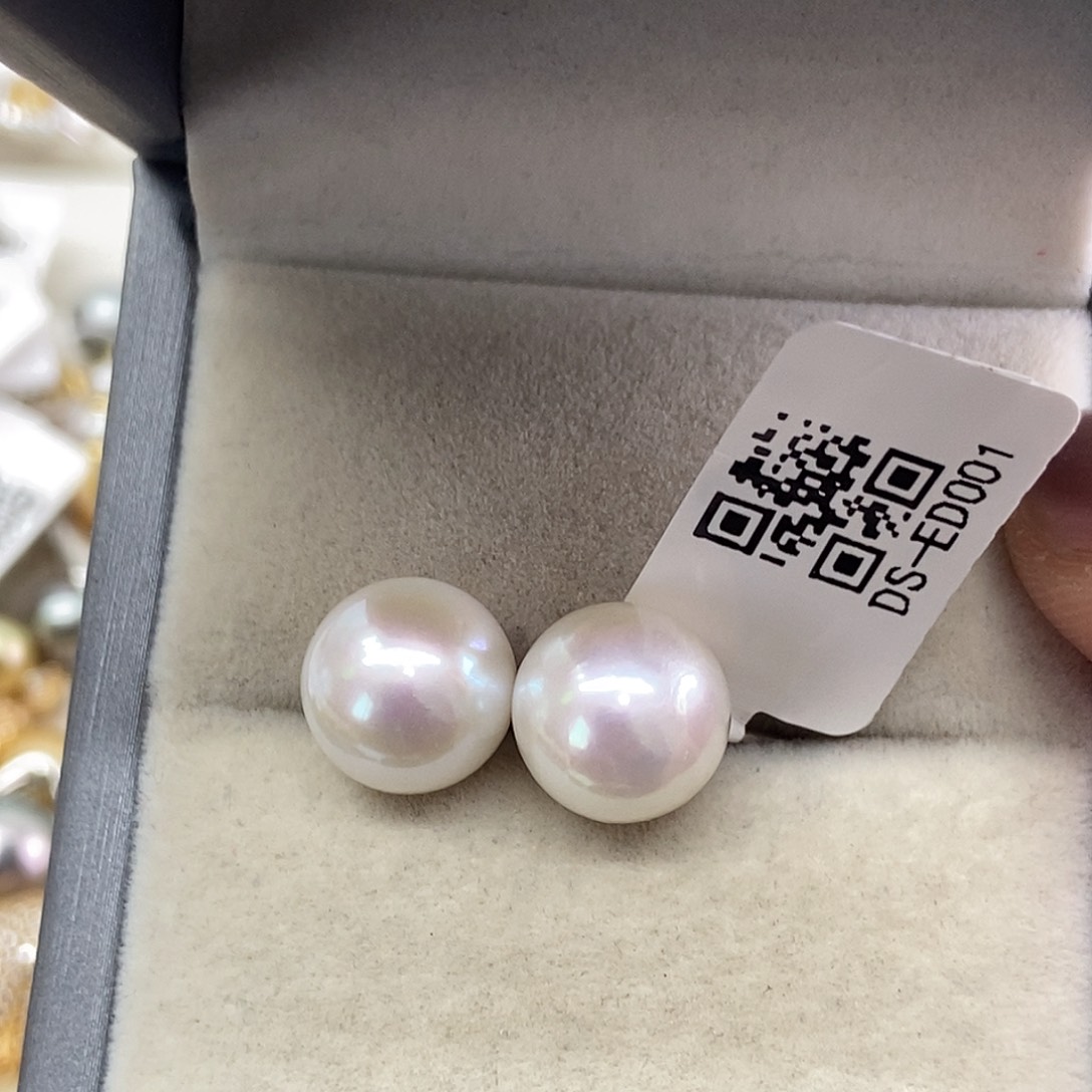 淡水珍珠银S925镶嵌耳饰@@DS-ED001