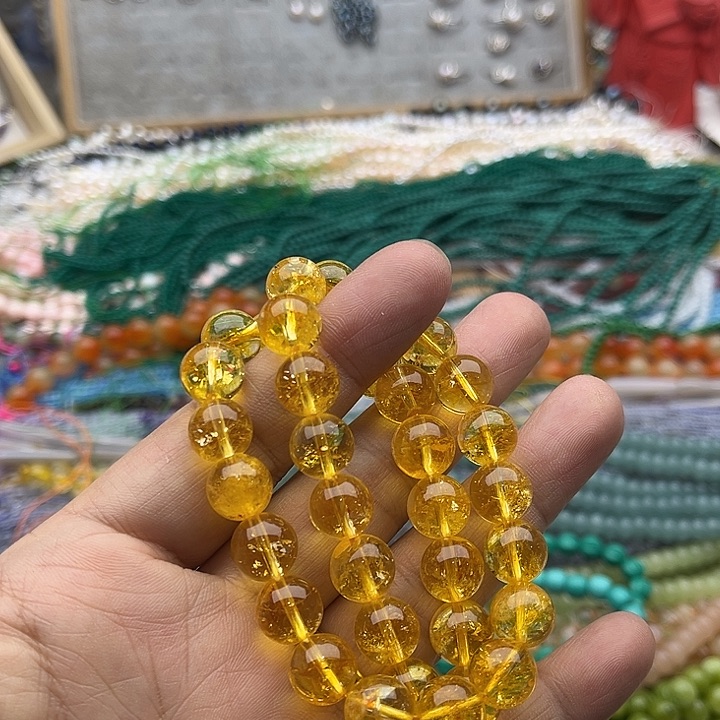 玛瑙/玉髓珠宝半成品未镶嵌一条12mm黄阿善