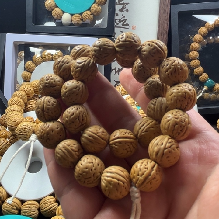 桃核手串14尺寸手持金豆