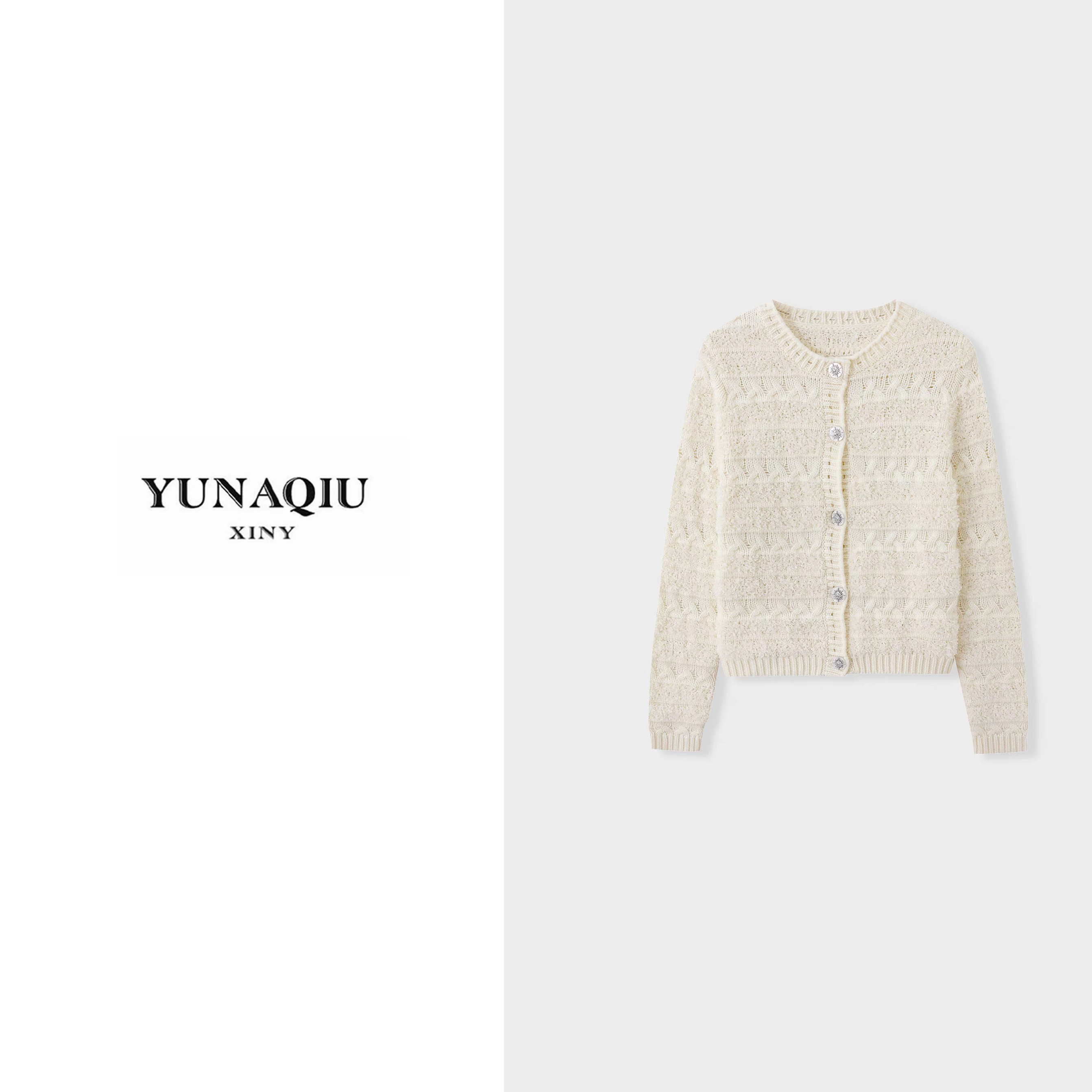 1829小香风钻石纽扣针织外套女2025冬季新款气质圆领宽松开衫毛衣