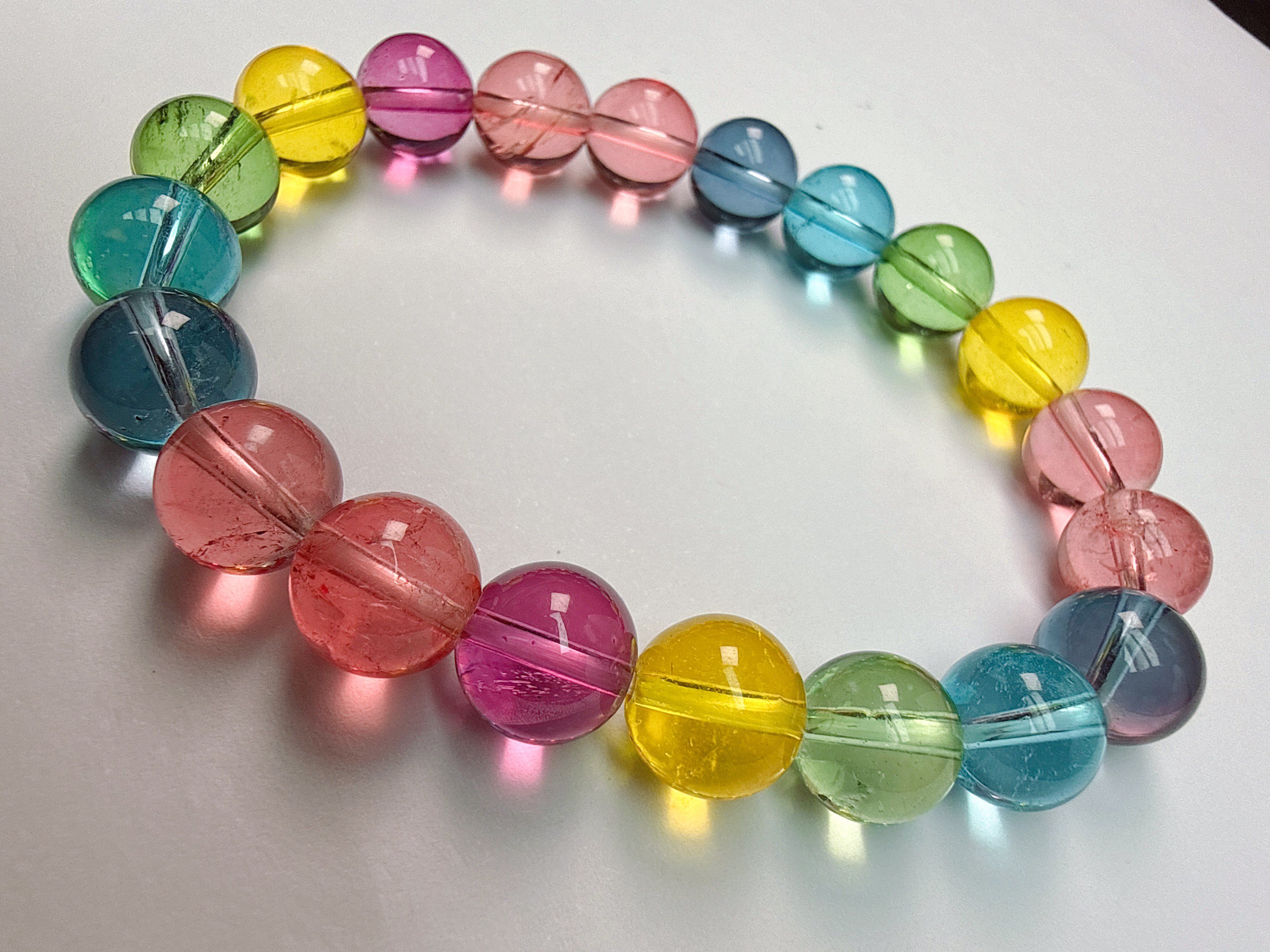 【原矿正品  清雅飘逸】彩虹马卡龙色系 10.5mm手链Q3079