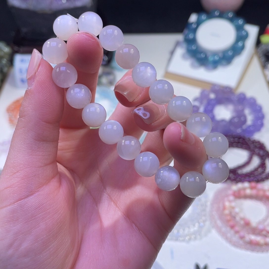 未镶嵌手链水晶强光白月光石9+