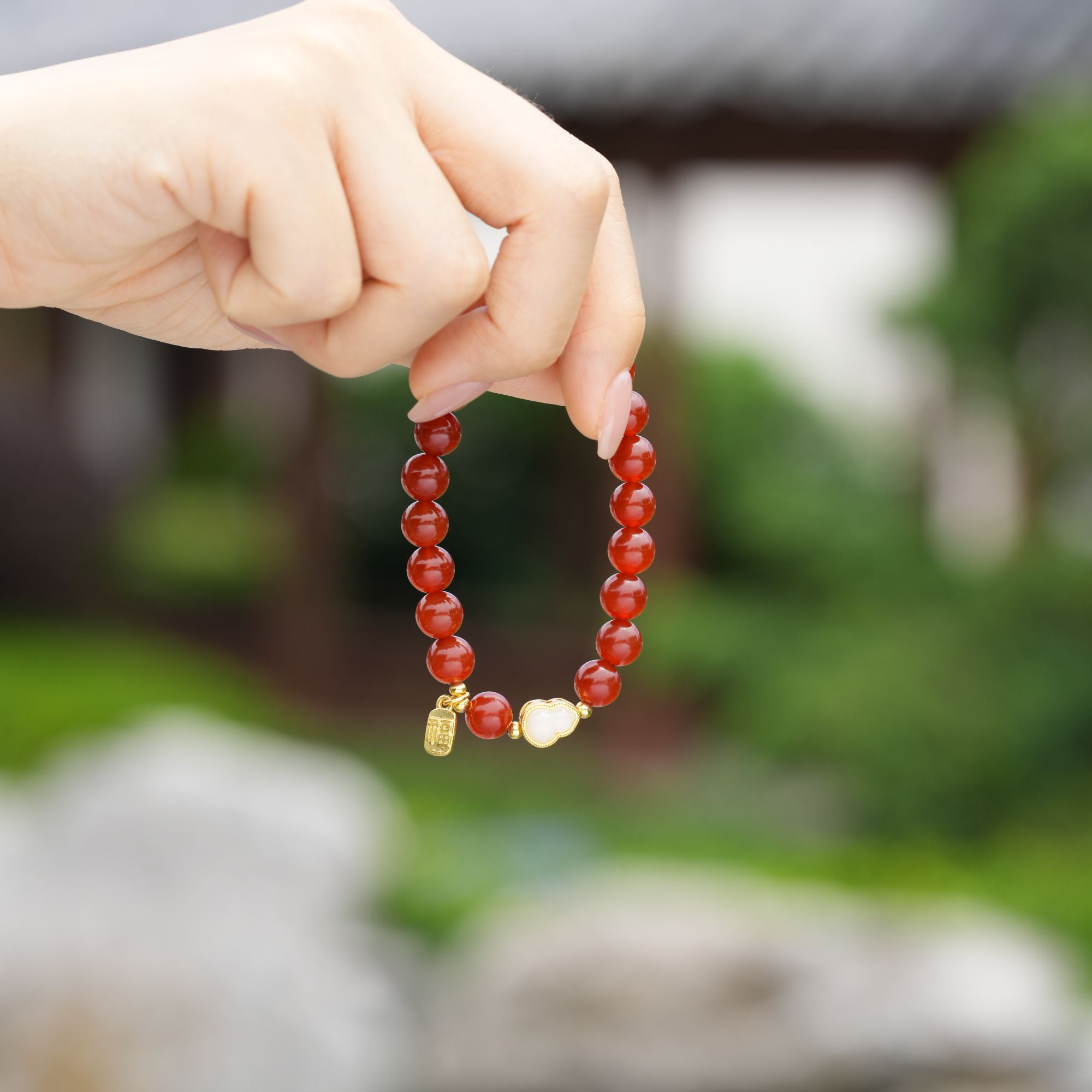 【普陀山欢喜】玛瑙单圈手串约8mm（发货多样性一件）G34893