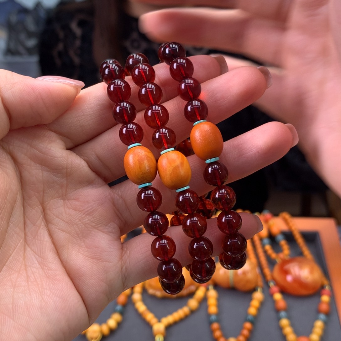 未镶嵌血珀手串多样性发一