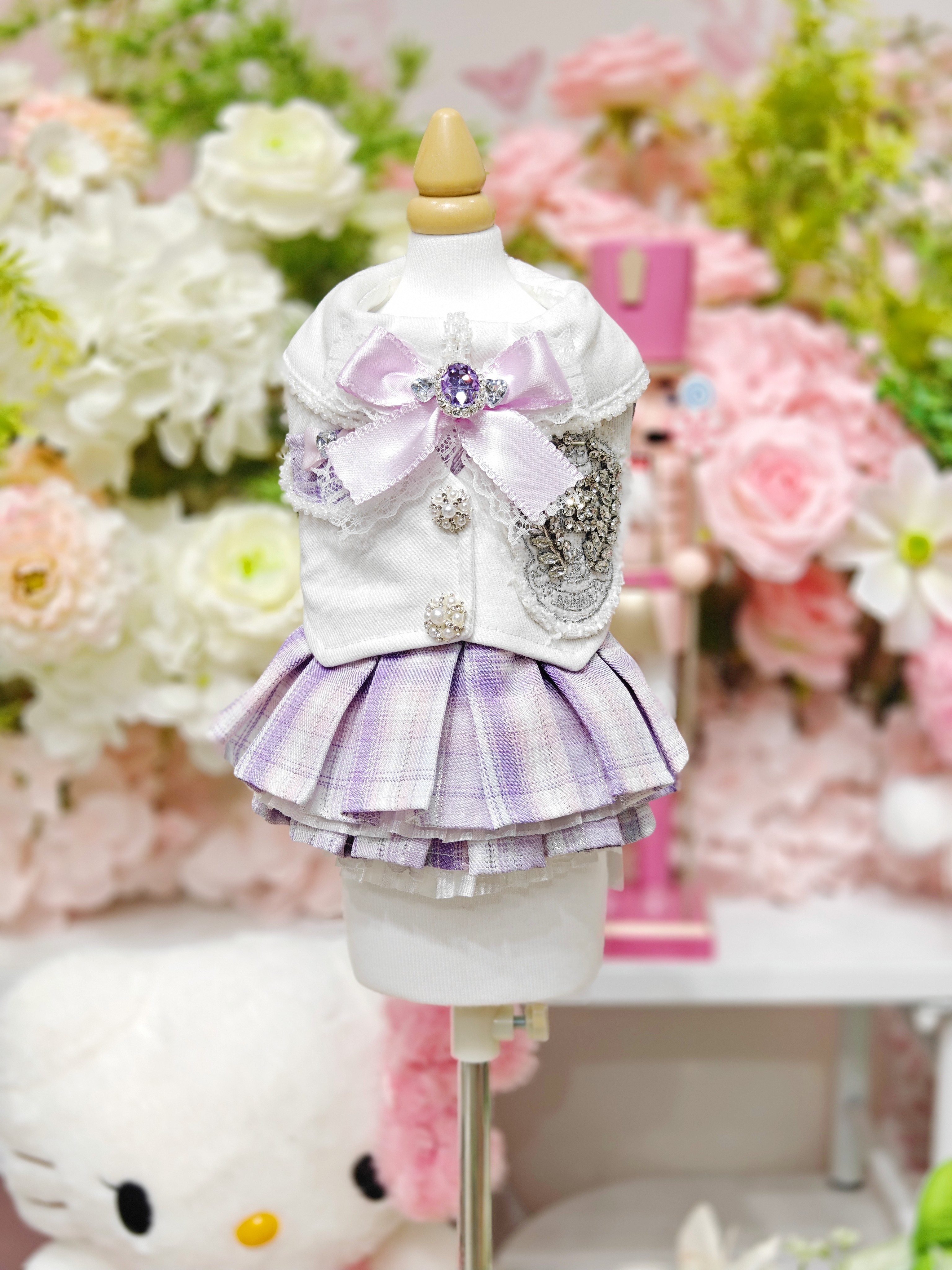 York's pet/约克派原创手工芋泥紫校园JK宠物连衣裙小狗衣服