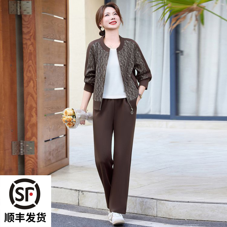 2025新款秋装妈妈休闲运动服套装卫衣洋气中老年外套春秋女两件套