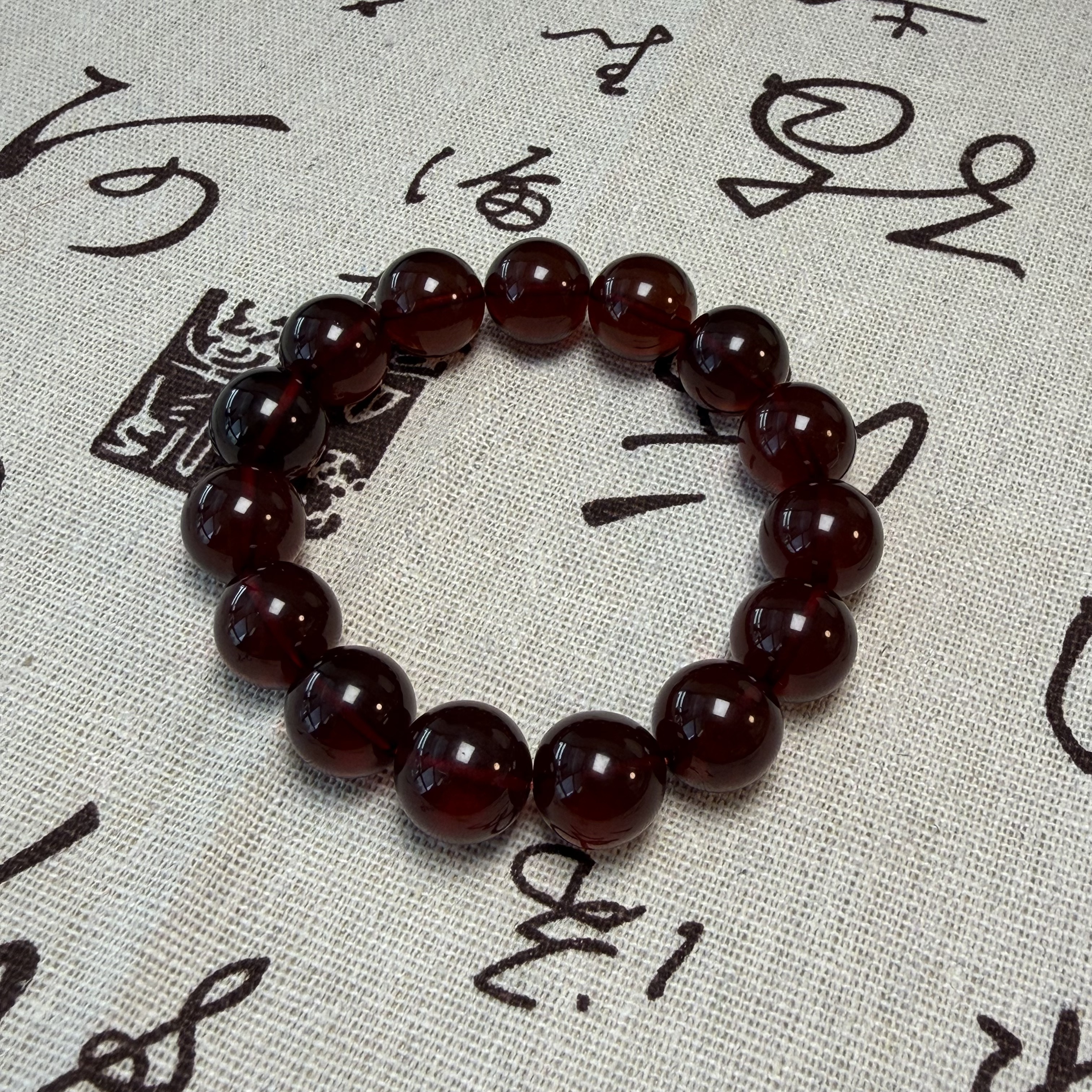 【Y】BZ072512缅珀血珀圆珠单圈素串13mm+