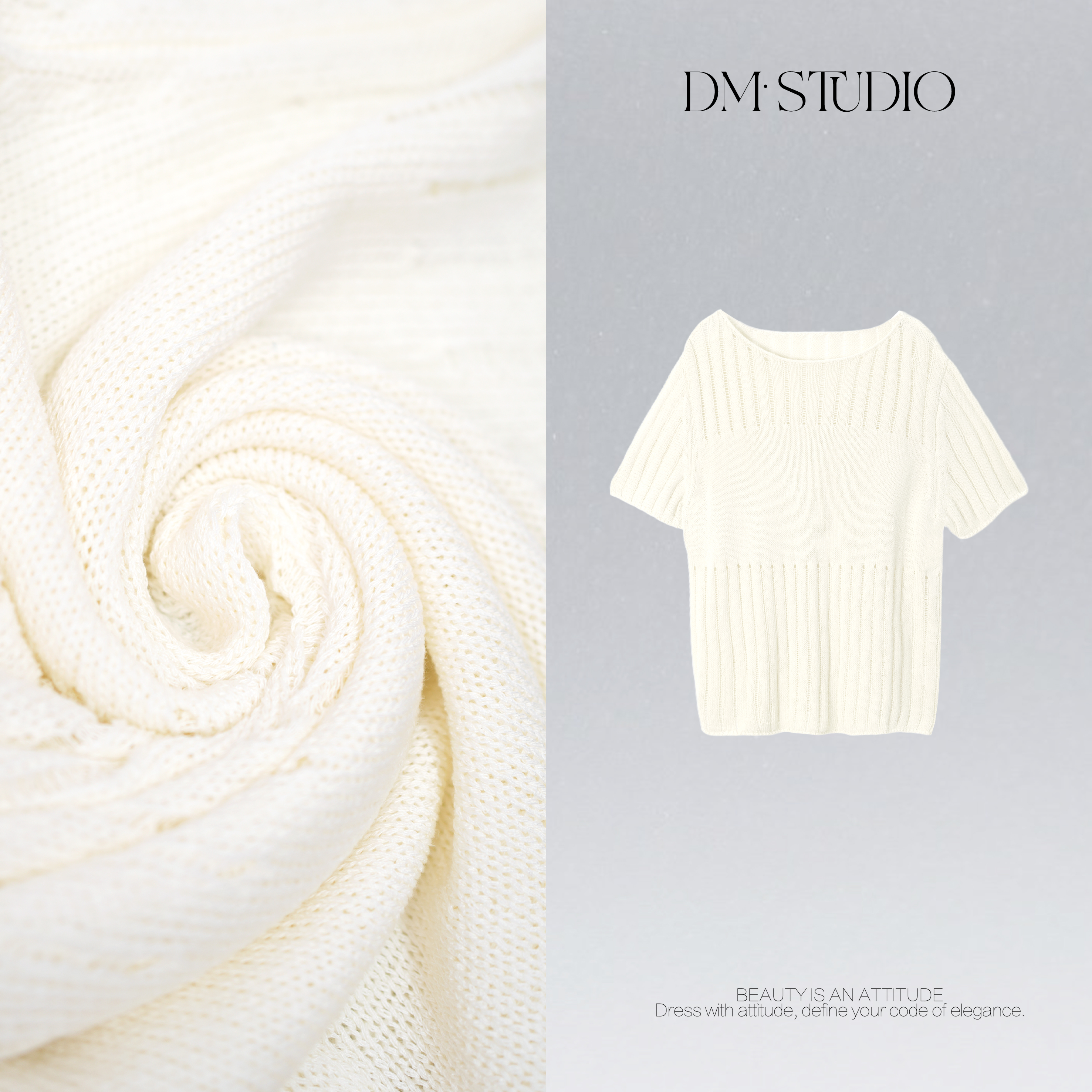 DEDM•STUDIO气质慵懒减龄亮片镂空透气针织圆领上衣2506ZZS/6873