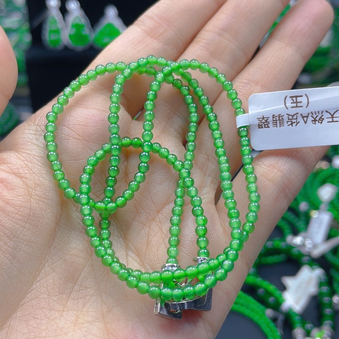 未镶嵌翡翠手链天然A货翡翠冰阳绿3