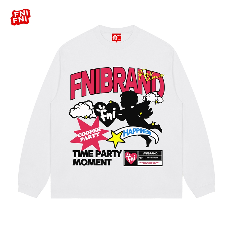 FNI红标（丘比特！）纯棉T恤男女同款美式圆领长袖上衣秋冬新款直喷